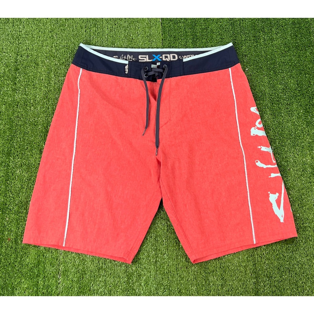 Salt Life SLX-QD Vapor Stretch Mens Coral Board Shorts 34 Quick Dry Swim Trunks